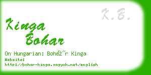 kinga bohar business card